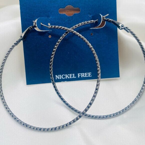 Silver Hoop Earrings - Picture 1 of 4